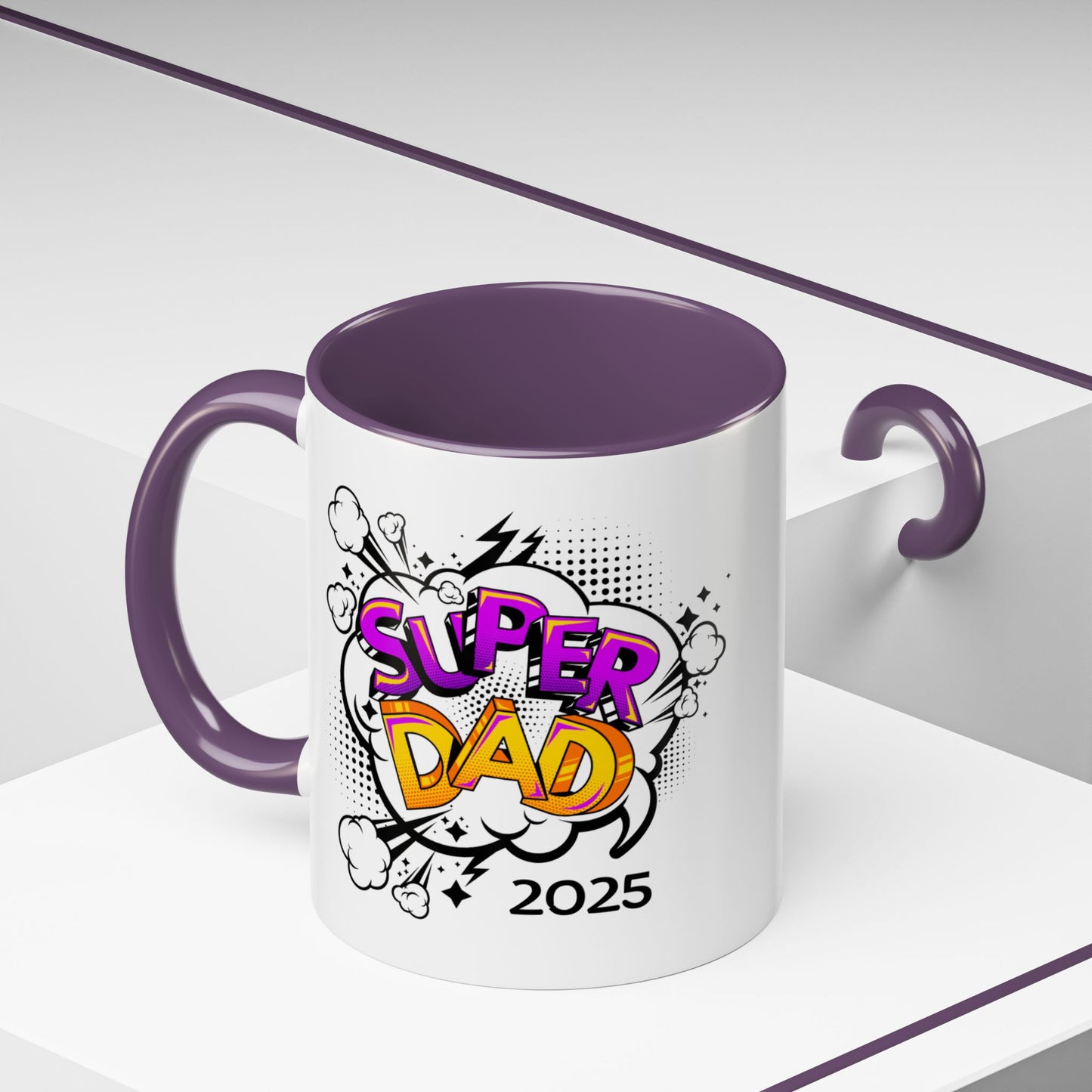 Super Dad Accent Coffee Mug - Fun Gift for Father's Day, Birthday, Coffee Lovers, Personalized Mug, Unique Kitchen Decor