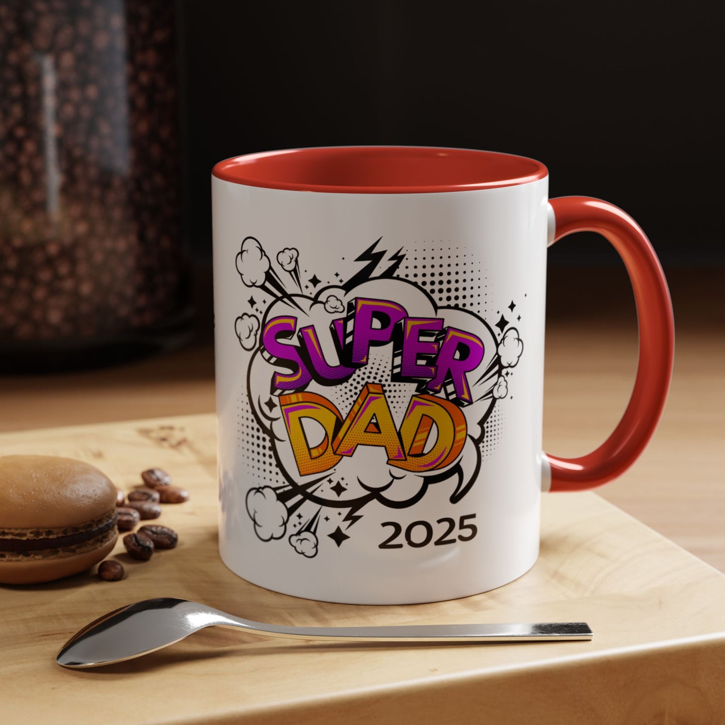 Super Dad Accent Coffee Mug - Fun Gift for Father's Day, Birthday, Coffee Lovers, Personalized Mug, Unique Kitchen Decor