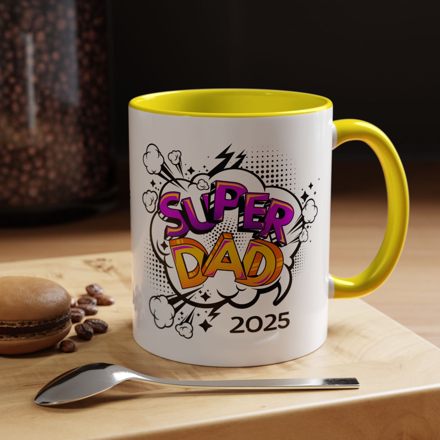Super Dad Accent Coffee Mug - Fun Gift for Father's Day, Birthday, Coffee Lovers, Personalized Mug, Unique Kitchen Decor
