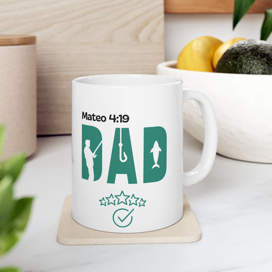 Father's Day Fishing Ceramic Mug - Funny Fishing Dad Gift, 11oz, 15oz, Perfect for Coffee Tea Lovers, Outdoor Enthusiasts